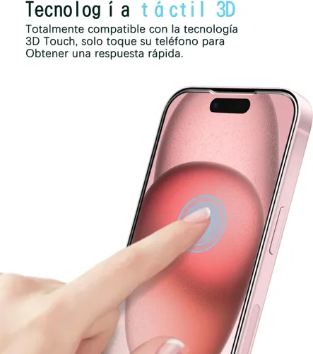 Miniatura 3 de KAREEN Paquete de 2 protectores de pantalla para iPhone 15/ iPhone 15 Pro, película de vidrio templado de 6.1 pulgadas, dureza 9H, antiarañazos, sin