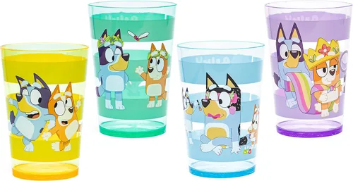 Zak Designs - Juego de vasos de anidación Bluey incluye vasos de plástico duraderos con variedad de ilustraciones, divertidos vasos perfectos para