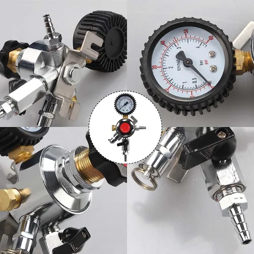 Miniatura 4 de LUCKEG Barra reguladora secundaria de cerveza de barril Regulador de pared con solo 5/16 "Outlet Barb 0-60PSI Regulador de CO2 de calibre único