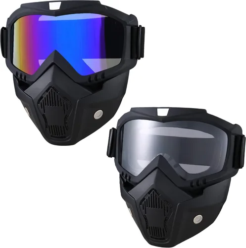 Gafas de montar para casco de motocicleta con máscara facial extraíble, máscara vintage de lucha de balas para motocross, máscara de paintball