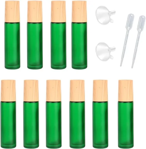 Miniatura 12 de 10 botellas de aceites esenciales de vidrio esmerilado, botellas de rodillo de masaje recargables de 0.3 onzas líquidas, botellas de perfume