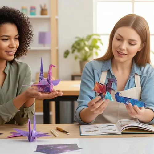 Miniatura 5 de Juego de 150 hojas de papel de origami de doble cara de 6 x 6 pulgadas, hermoso papel de álbum de recortes de cielo galaxia espacio exterior
