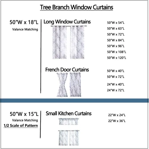 Miniatura 5 de FMFUNCTEX Cortinas de cenefa de ventana con estampado de ramas de árbol negro, cenefa corta semitransparente blanca para cocina, baño, bolsillo