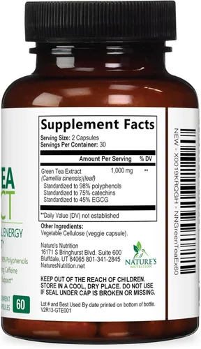 Miniatura 9 de Extracto de té verde 98% EGCG estandarizado – 3 veces de fuerza para energía natural – Auxiliar cardíaco con polifenoles – cafeína suave, fabricado