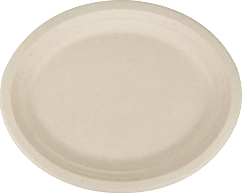 Miniatura 2 de Platos de papel desechables 100 % compostables a granel [12.5 pulgadas ovaladas paquete de 50], platos de bambú, ecológicos, biodegradables