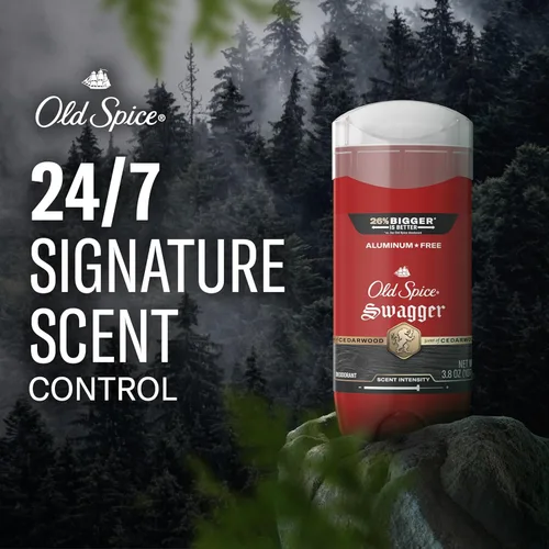 Miniatura 3 de Old Spice Desodorante sin aluminio para hombres, protección contra olores 24/7, frescura 24/7 y aroma duradero, Swagger con aroma a madera de cedro