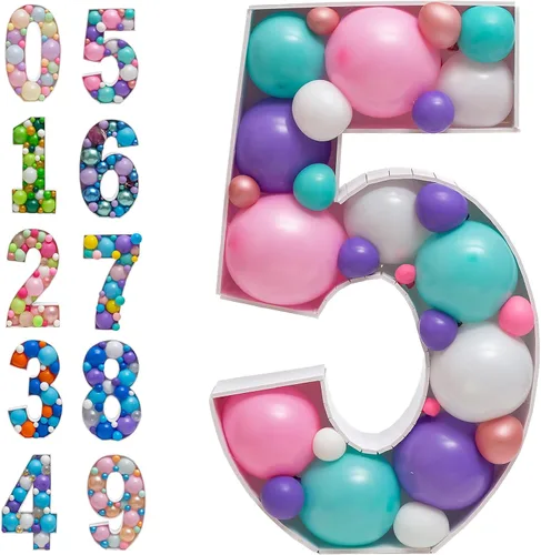 Miniatura 7 de JoyBox Design Marco de Globos en Mosaico Números 9 Tablero de Espuma Grande Precortado Letrero Troquelado para Telón de Fondo de Cumpleaños de Niño