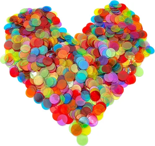 Miniatura 2 de JUNWRROW 1000 Piezas Fichas de Conteo de Bingo Transparentes de 3/4 pulgadas de 6 Colores con Bolsa - para Juegos de Grupos Grandes, Noche