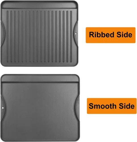 Miniatura 2 de Plancha de cocina de hierro fundido pre-sazonada reversible 2 en 1 de 14" x 16" para estufa de gas/carbón/eléctrica/propano/parrilla de gas, plancha