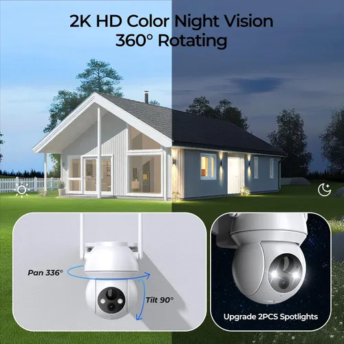 Miniatura 3 de Cámara de seguridad solar inalámbrica para exteriores, sistema de cámara de seguridad para el hogar con visión nocturna a color 2K HD con visión