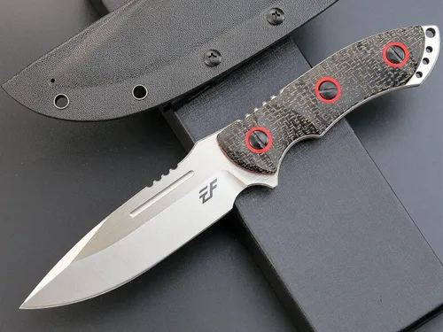 Miniatura 2 de Eafengrow EF139 Cuchillo de hoja fija, hoja de acero de 60.6 in, mango Micarta con espiga completa, herramienta EDC cuchillo recto para trabajar