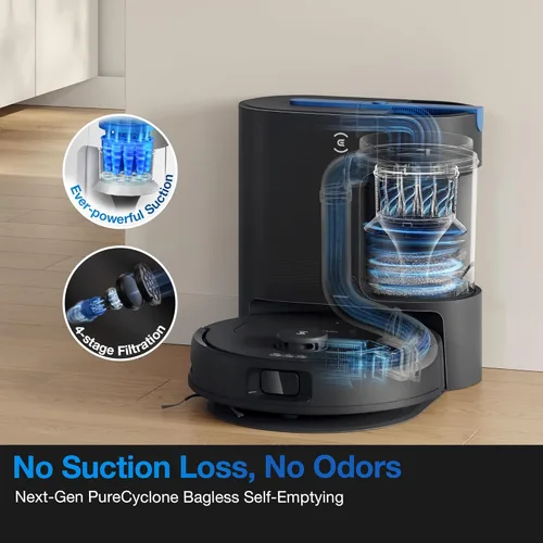 Miniatura 2 de ECOVACS DEEBOT N20e Plus Robot Aspiradora y Trapeadora, succión fuerte de 10000Pa, base de vaciado automático sin bolsa, rodillo sin enredos