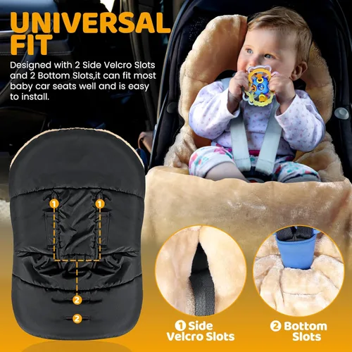 Miniatura 4 de Orzbow Funda de asiento de coche de invierno de piel sintética de oveja para bebés, bolsa frazada impermeable para asientos de coche y cochecitos