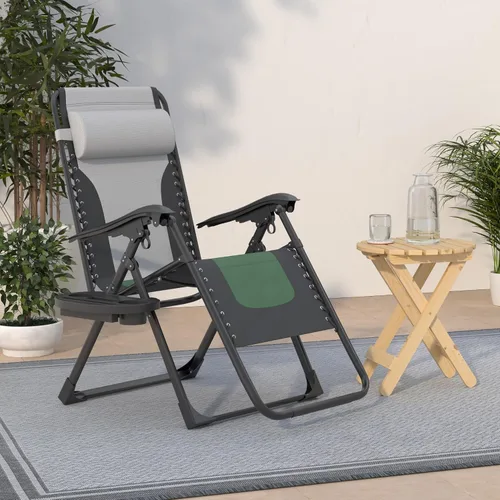 Miniatura 2 de Silla acolchada de gravedad cero de gran tamaño, sillón reclinable para patio al aire libre con portavasos ajustable para patio, piscina, cubierta