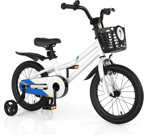 Miniatura 10 de COSTWAY Bicicleta para niños, 12, 14, 16, 18 pulgadas, para niños y niñas de 3 a 8 años, bicicleta para niños con ruedas de entrenamiento