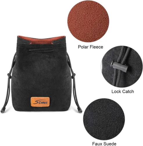 Miniatura 2 de S-ZONE Bolsa suave para cámara DSLR, bolsa de inserción con cordón, funda de lente compatible con Canon Nikon Sony Negro