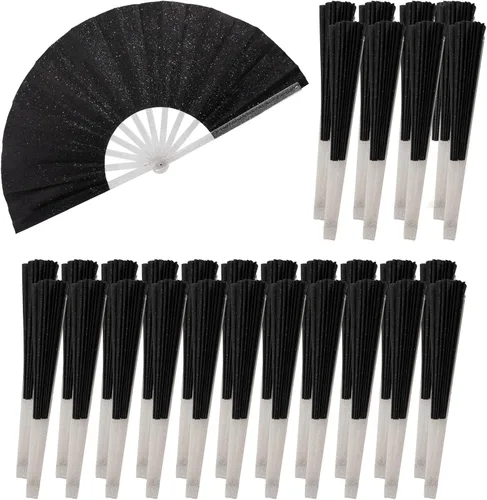 Miniatura 22 de 10 ventiladores plegables grandes de mano para hombres y mujeres, abanicos decorativos plegables, accesorios rave, utilizado para bailes, fiestas