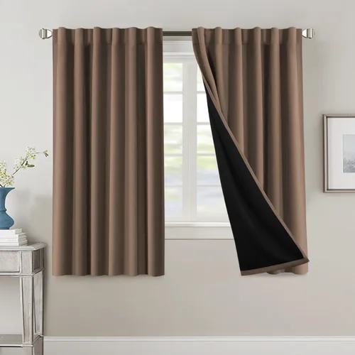 Miniatura 145 de H.VERSAILTEX Cortinas 100% opacas para dormitorio con forro negro, cortinas de oscurecimiento de habitación completa, con aislamiento térmico