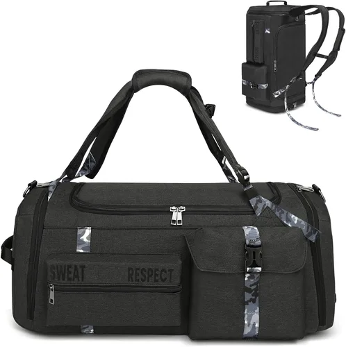 Bolsas de gimnasio para hombre, bolsa de lona para gimnasio, mochila deportiva de 3 vías para hombres con compartimento para zapatos y bolsillo para