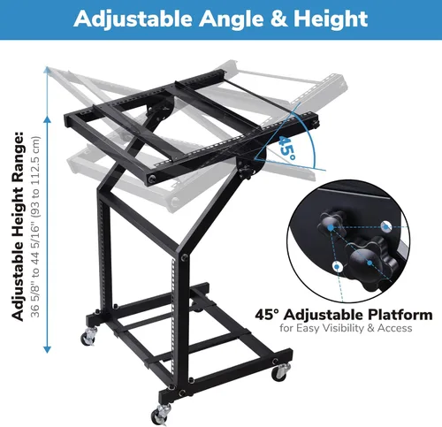 Miniatura 4 de AW, soporte ajustable con ruedas para mezcladora de DJ, equipo de música de estudio, para fiestas, 9U