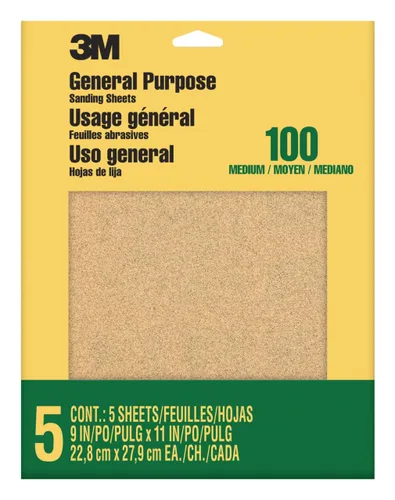 Miniatura 4 de 3M Papel de lija, paquete surtido de grano 100-150-220, 6 hojas, 3-2/3 x 9 pulgadas, lija pintura, madera y metal, ideal para lijado de uso general