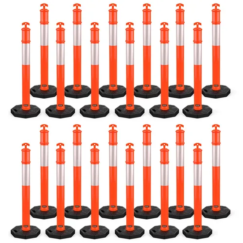 Miniatura 22 de BATTIFE Poste delineador de 45 pulgadas con base, conos de delineador de tráfico naranja con collar reflectante para práctica de conducción