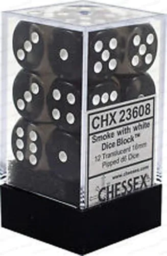 DND - Juego de dados Chessex D&D – Juego de dados poliédricos de plástico translúcido ahumado y blanco de 0.63 pulgadas, dados de mazmorras y