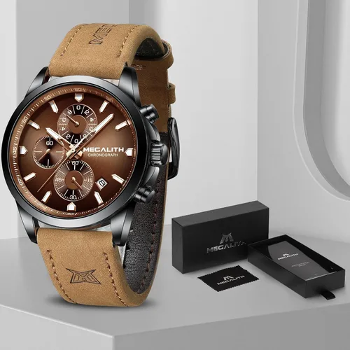 Miniatura 8 de MEGALITH Wrist Watches for Men Luxury: Dress Silver Stainless Steel Chronograph Watch Waterproof - Gift for Husband Father at Birthday Anniversary