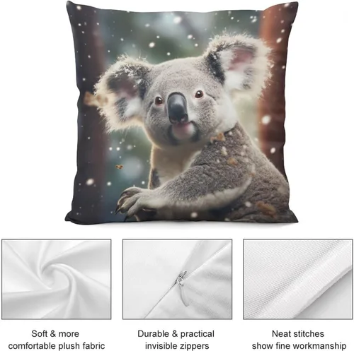 Miniatura 6 de Fundas de almohada cuadradas de 12 x 12 pulgadas, Koala, Navidad, nieve, invierno, animales, sofá, fundas de cojín Koala australianas
