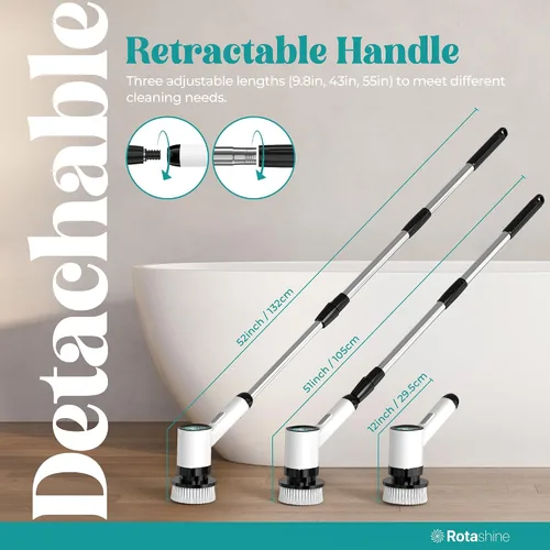 Miniatura 4 de Limpiador eléctrico giratorio – Limpiador eléctrico para limpieza con 7 cabezales reemplazables – Limpiador de bañera impermeable de cuerpo completo