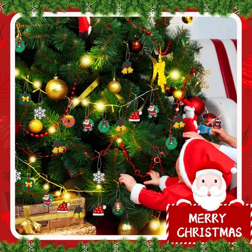 Miniatura 6 de Syhood Juego de 63 piezas de adornos mini para árbol de Navidad, decoración de árbol de Navidad, gadget de minifalda, estrella topper, adorno