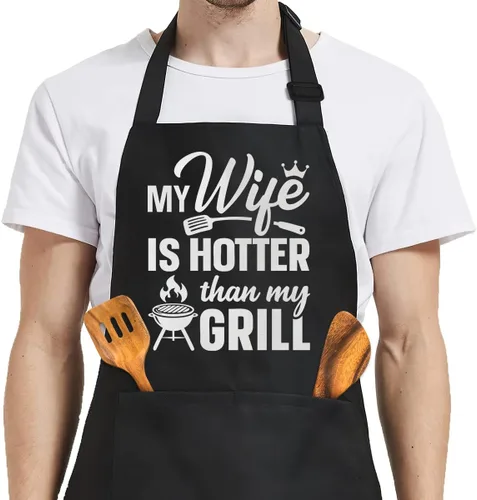 Miniatura 28 de SANDJEST Funny Mens Aprons with Pockets for BBQ Grilling Cooking Grandpa Husband Apron for Birthday Christmas Father's Day funny 7