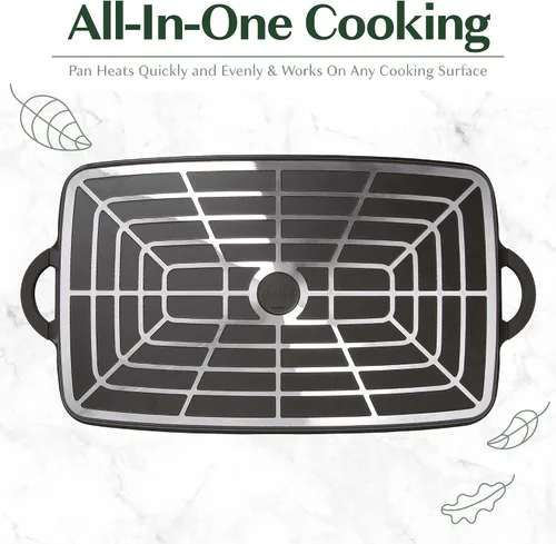 Miniatura 6 de Goodful Plancha de doble quemador todo en uno, cerámica antiadherente, aluminio fundido duradero, apto para horno y lavavajillas, fabricado sin