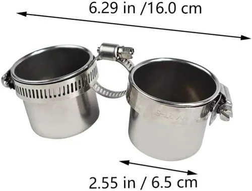 Miniatura 6 de Mipcase Accesorios para pájaros, accesorios para jaulas, comedero de agua para pájaros, cuenco colgante de jaula de acero inoxidable con abrazadera