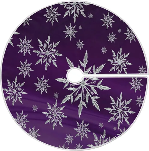 Miniatura 13 de Falda de Árbol de Navidad Azul y Morada con Copo de Nieve, Alfombra de Árbol de Temporada para Fiestas y Vacaciones, Suministros para Decoración