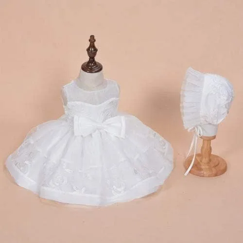 Miniatura 3 de Vestido formal blanco para bautizo o fiesta de boda 3 piezas