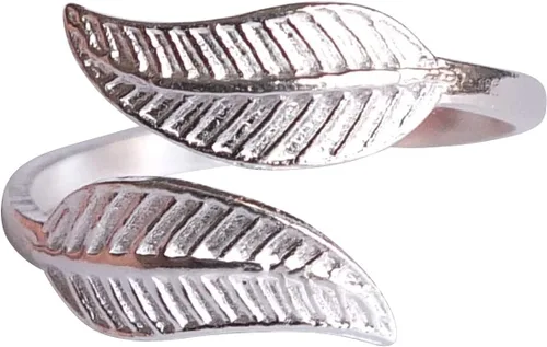 Miniatura 13 de Handmade Silver Leaf Wrap Adjustable Toe Ring, 925 Sterling Silver, Classic Floral Open Toe, Pinky or Knuckle Rings for Women, foot bare jewelry