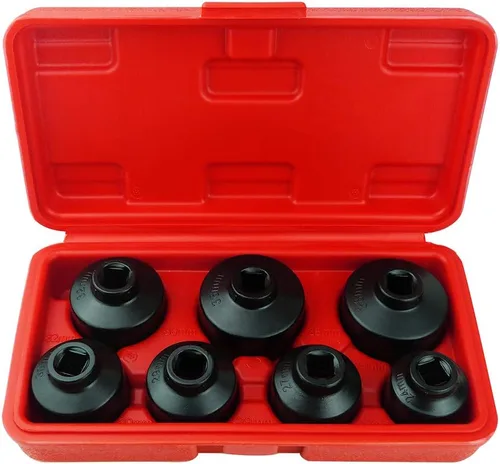 Juego de 7 piezas de vasos para filtro de aceite incluye 24 mm, 27 mm, 29 mm, 30 mm, 32 mm, 36 mm, 38 mm. Kit de herramientas de llave de tapa