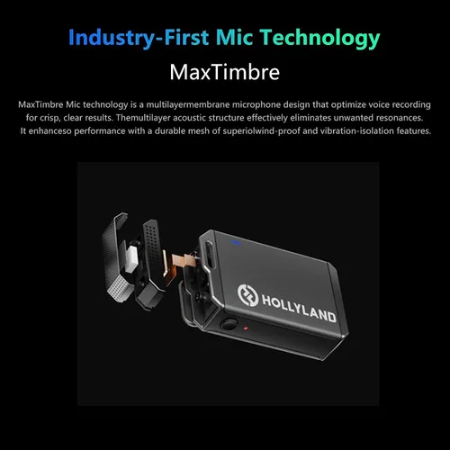 Miniatura 2 de Hollyland/HollyView Lark Max Micrófono 8 GB de almacenamiento integrado Tecnología MaxTimbre 1 transmisor y 2 receptores para cámara DSLR Smartphone