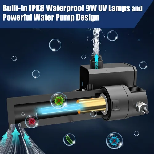 Miniatura 4 de Bomba de filtro de estanque de 530 GPH, kits de bomba de fuente sumergible con filtro, bomba de agua integrada y lámpara de 9 W para estanques al