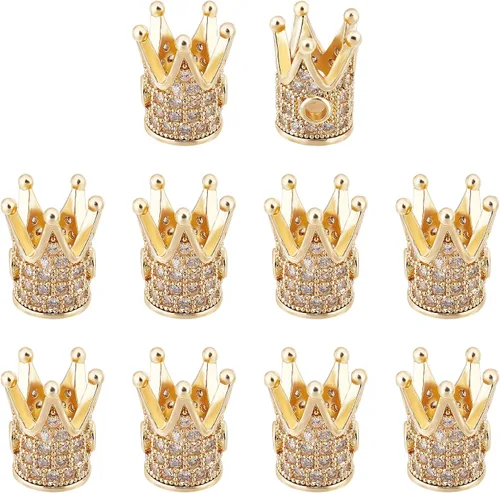 Miniatura 16 de NBEADS 10 piezas de 0.315 in chapado en estante de latón con circonita cúbica redonda de cristal negro plomizo y cuentas redondas de circonita