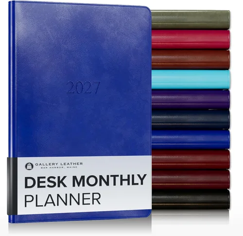 Miniatura 121 de Gallery Leather Agenda Mensual Grande 2025-2026, Elegantemente Encuadernada Planificador de Calendario y Cuaderno con Elegantes Bordes Dorados, 18