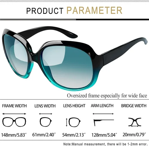 Miniatura 126 de Joopin Lentes de sol de gran tamaño para mujer, polarizados, grandes, para conducción, protección UV, grandes sombras