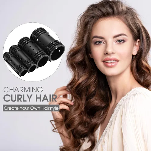 Miniatura 6 de WILLBOND Juego de 65 rodillos magnéticos para el cabello, rulos de plástico con clips, 4 tamaños para cabello largo y mediano corto, pinzas de pato