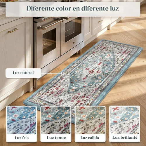 Miniatura 7 de Collive Alfombras y Tapetes Boho para Cocina 2 PIEZAS Alfombra Antifatiga Acolchada, Juego de 2 Alfombras de Cocina Impermeables Antideslizantes