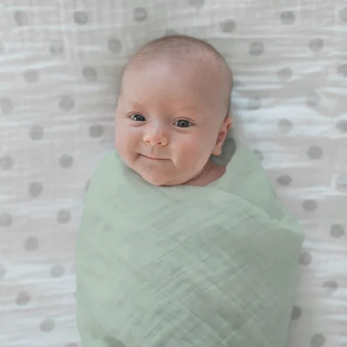 Miniatura 4 de SwaddleDesigns Juego de 4 mantas de muselina de algodón para bebé, niño y niña, mantas neutras para recién nacido, registro de bebé y regalo, 46 x