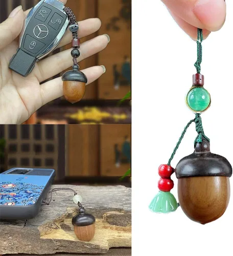 Miniatura 7 de metulip 5 dijes colgantes de bellotas de madera desmontables para manualidades, manualidades, joyería, llavero, collar, manualidades