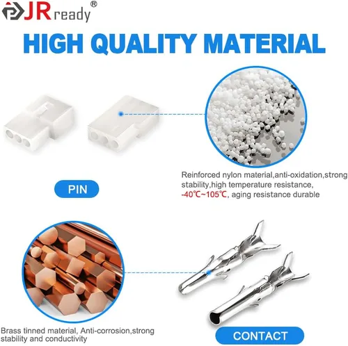 Miniatura 7 de JRready ST6480 Kit de clavijas de conector eléctrico de 2, 3, 4, 6, 9 y 12 pines con herramienta extractora de terminales de crimpado. 160 juegos.