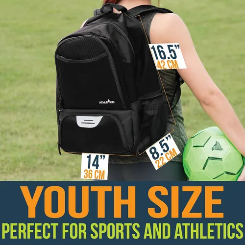 Miniatura 3 de Athletico - Mochila de fútbol juvenil, mochilas para baloncesto, voleibol y fútbol americano Incluye compartimentos separados para tacos y pelota