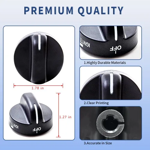 Miniatura 3 de 4 piezas 8273103 pomo de quemador de gas negro pieza de repuesto para estufa Whirlpool, reemplaza AP6012363, 8273107, 8273111, ER8273103,